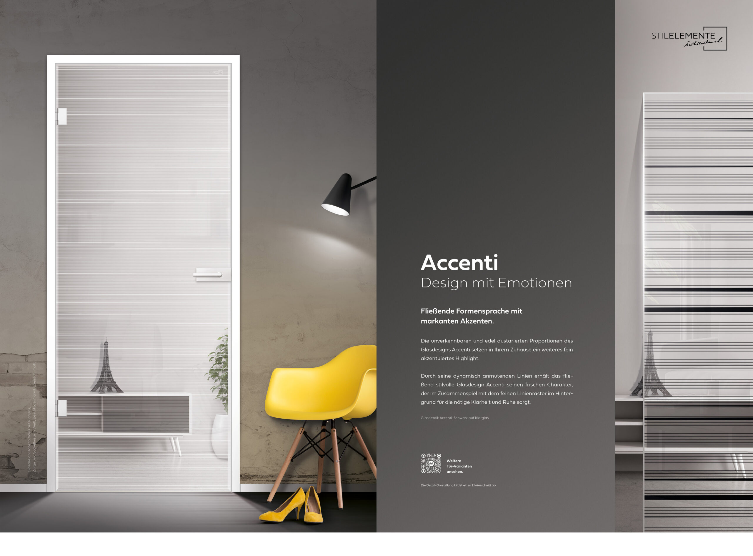 Accenti in Weiß auf Klarglas