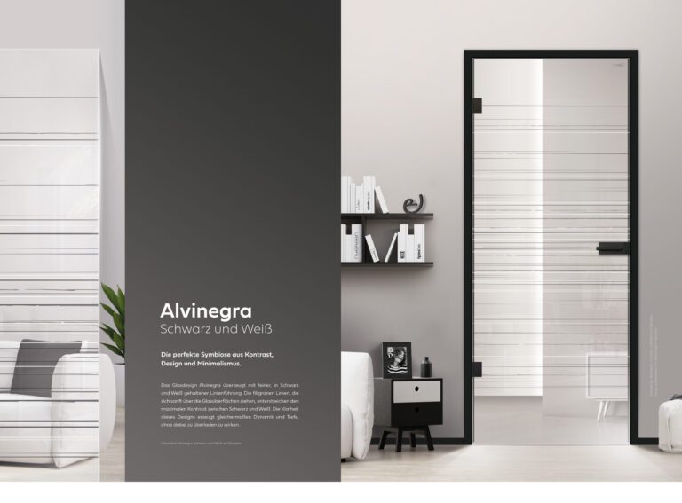 Alvinegra in Schwarz und Weiß auf Klarglas