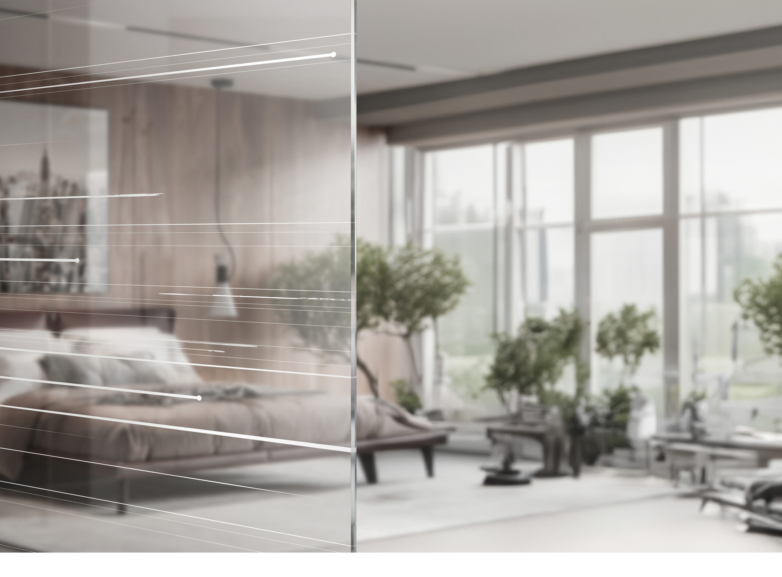 Cortina in Weiß auf Klarglas