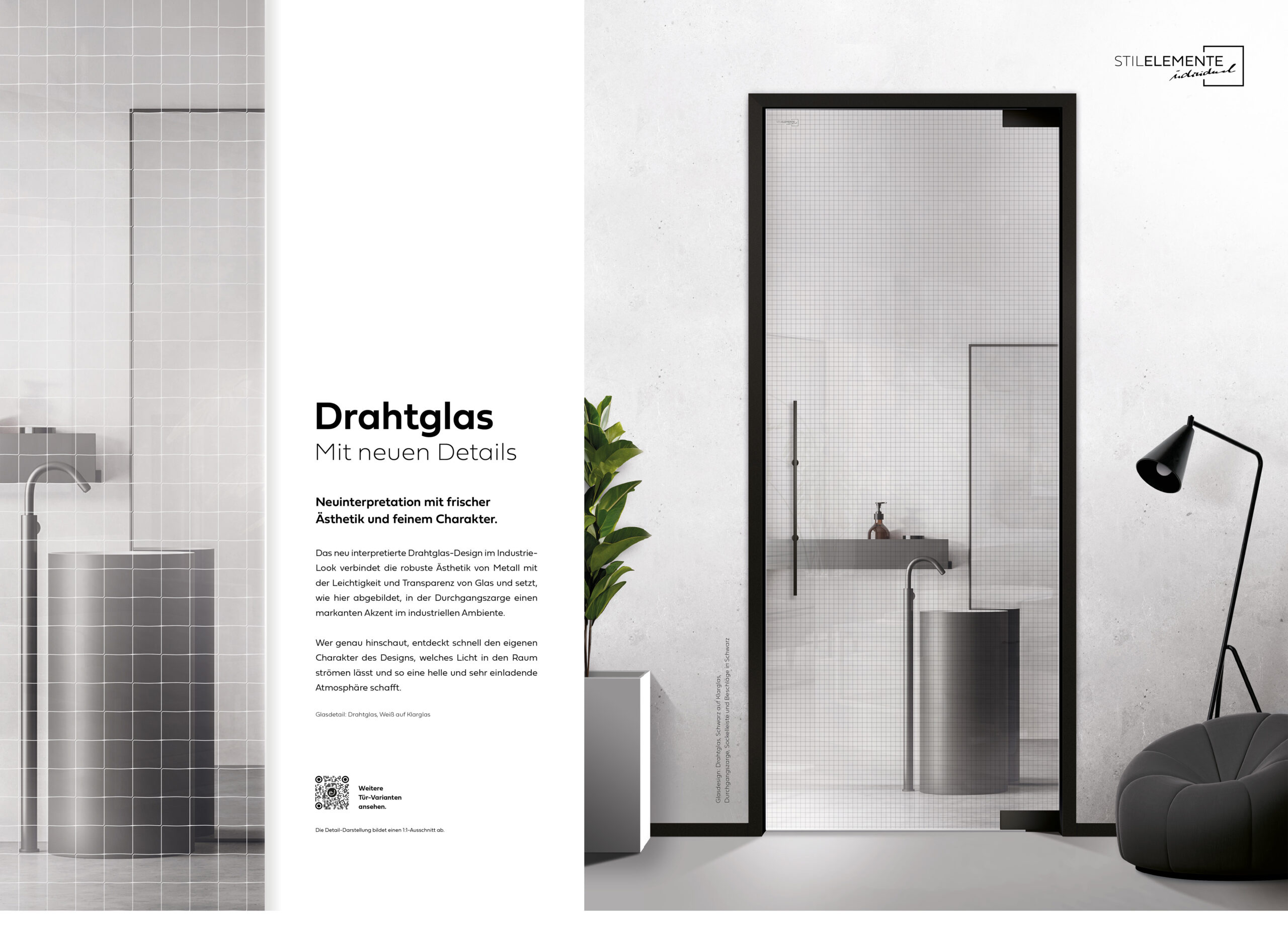 Drahtglas in Schwarz auf Klarglas