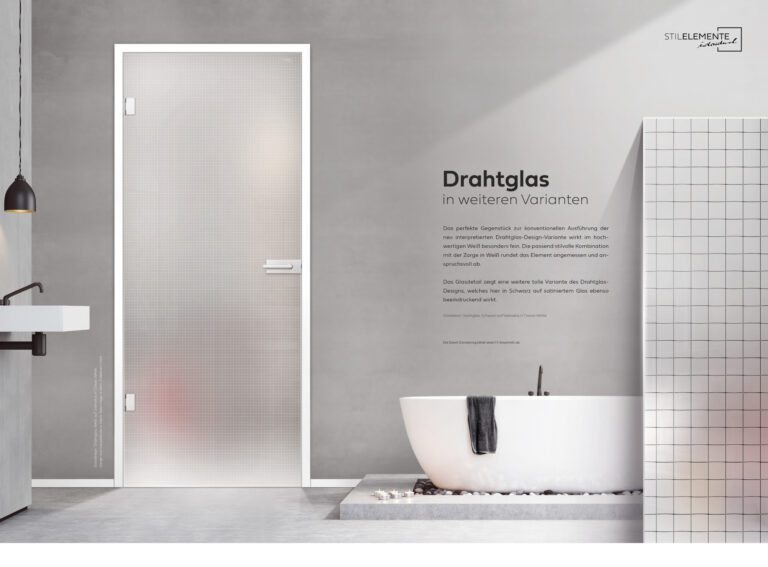 Drahtglas in Weiß auf SatinatoLH
