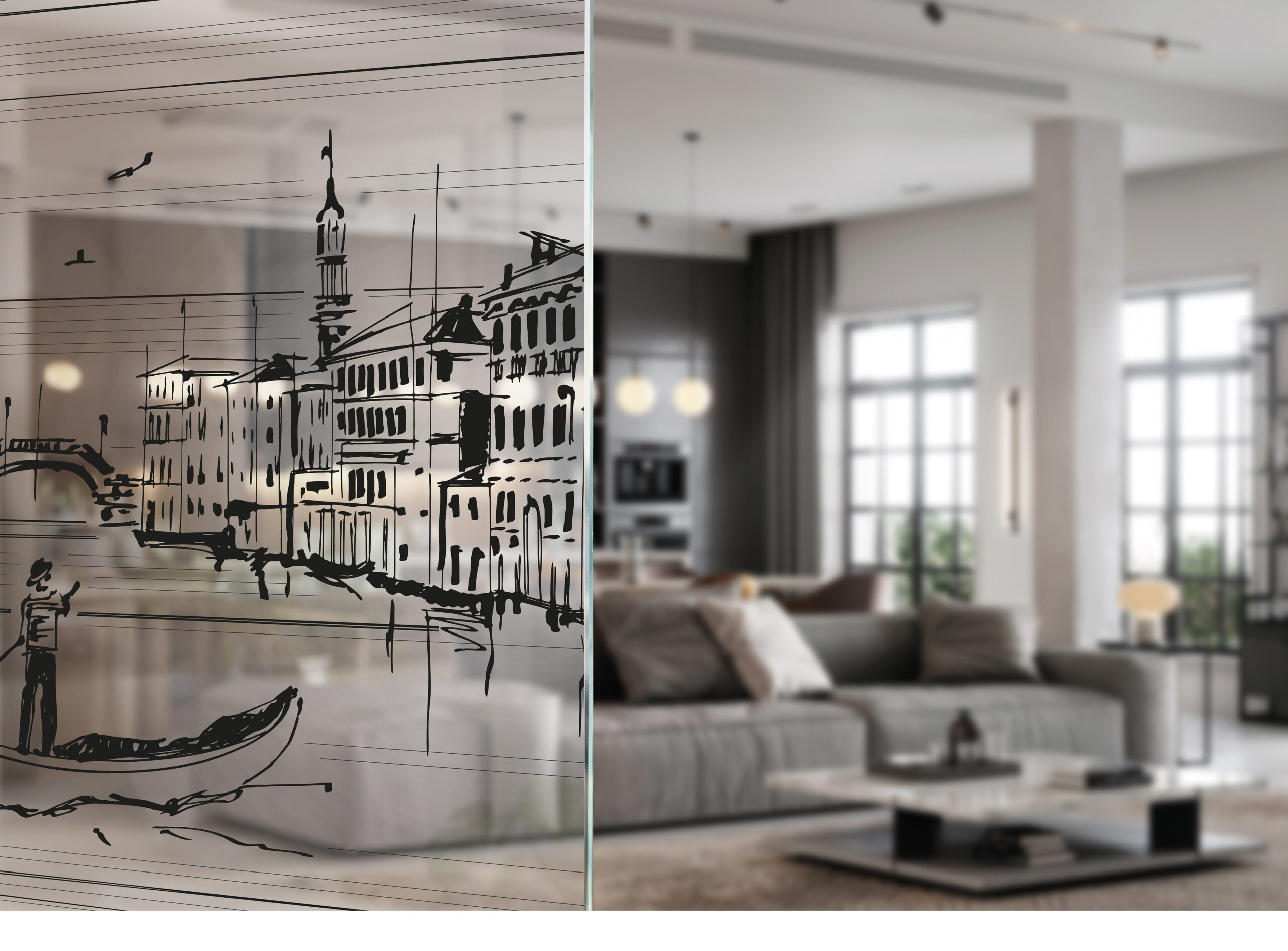 San Marco in Schwarz auf Klarglas