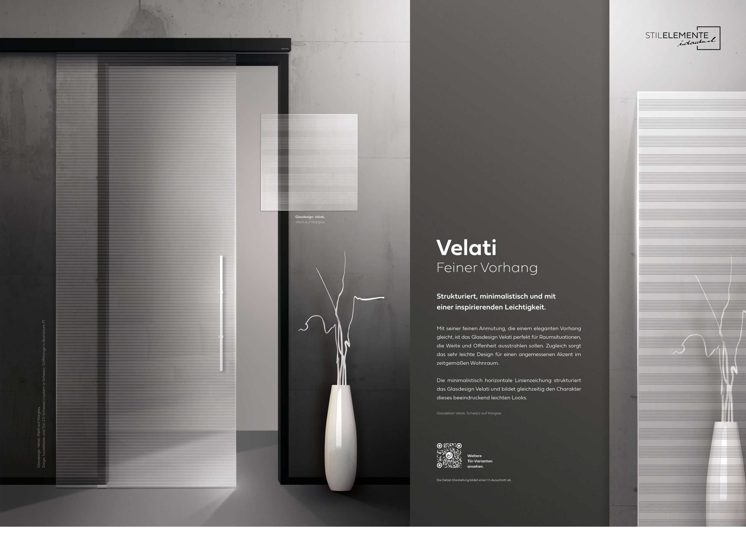 Velati in Schwarz auf Klarglas