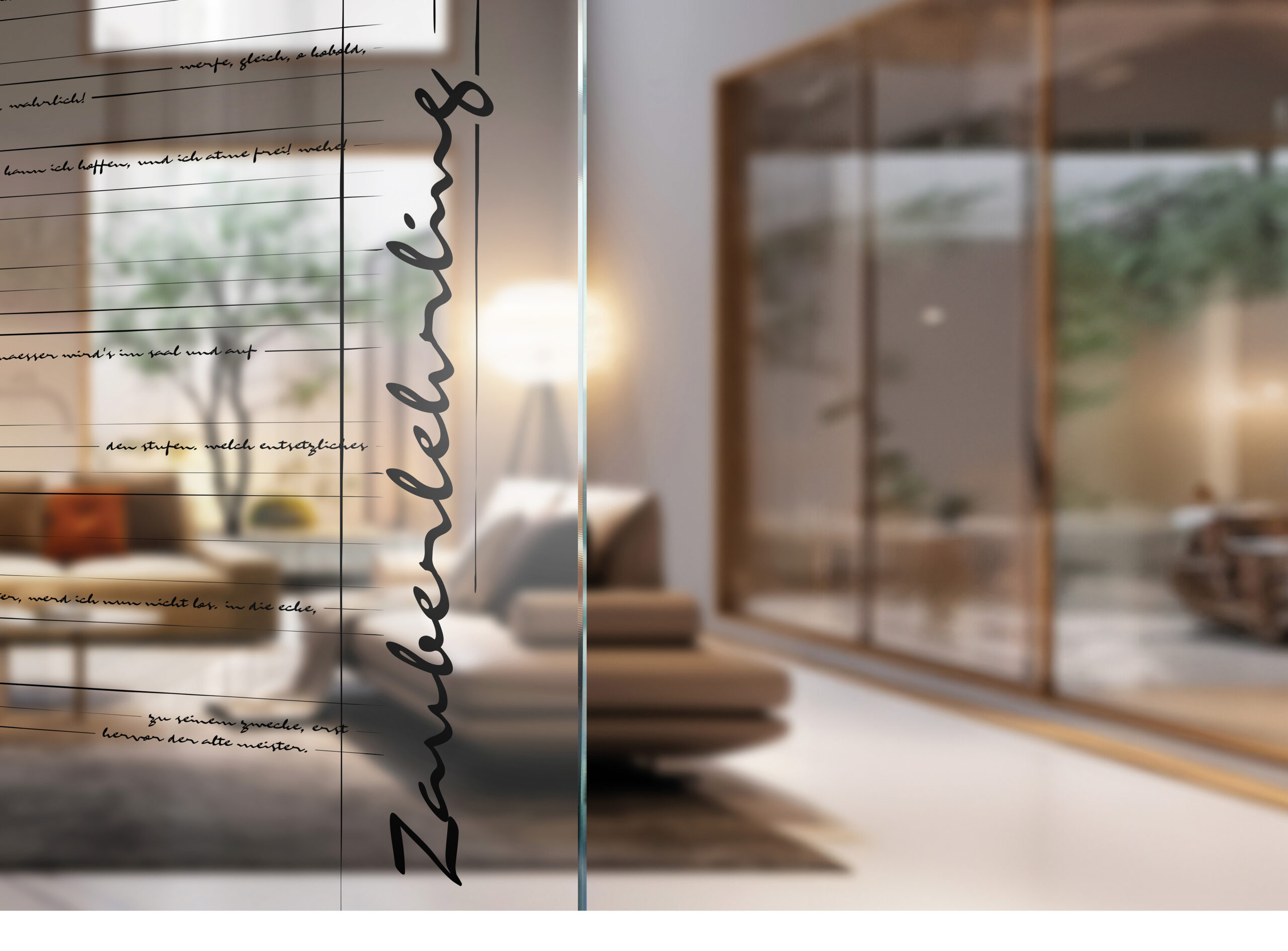 Zauberlehrling in Schwarz auf Klarglas