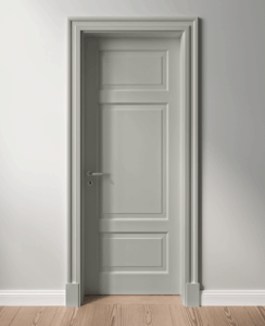 Tür D.05 mit Profil 1, Zarge Z.02
softmatt RAL 7038 Achatgrau, Drücker BK.5