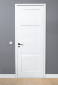 duo.04 mit Zarge duo 55
Bänder verdeckt, Drücker BK.5E, flächenbündig