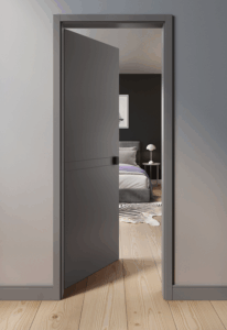 Look 4.2 mit Zarge duo 55
Farbe Platingrau, RAL 9036, softmatt, Griff Schwarz